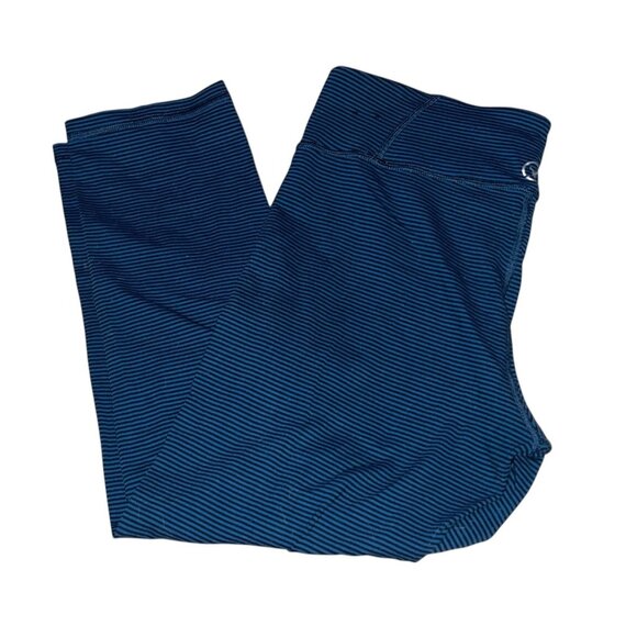 American Eagle Navy & Black Striped Capri Leggings Sz Medium Navy Womens Activew - Picture 7 of 7